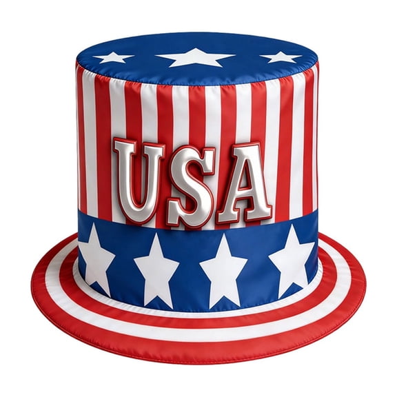 Lypsnake 4th Of July Uncle Sam Top Hat, Patriotic Star And Stripe Party Hat With 3D Silver USA Letters, Party Hat For Independence Day Parades Festivals And Themed Costume Celebrations