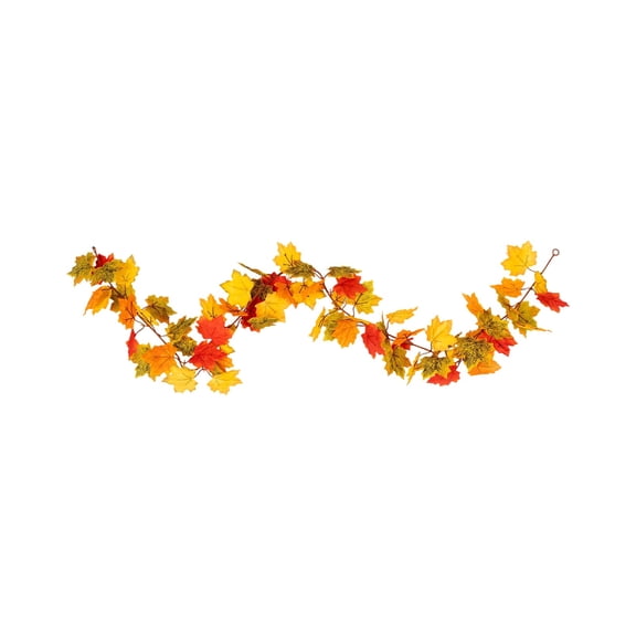 Lypsnake 5.6FT Fall Maple Leaves Garland, Bendable Wire Vine With Multi-Color Artificial Decorative Vine, Garland For Thanksgiving Halloween Mantel Door Wall Fireplace Autumn Festival Decor
