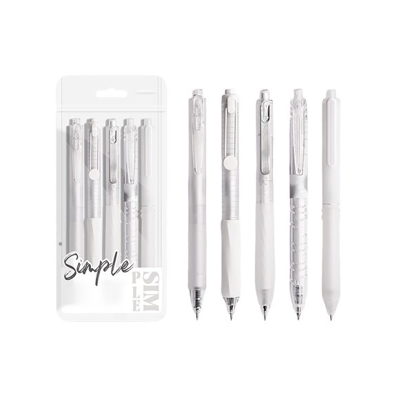 Lypsnake 5PCS Gel Ink Pen Set - 0.5mm, Smooth Writing Ice Series Retractable Gel Pens With Transparent Barrel Design,Office Writing Gel Pen Pack For Note Taking Journal Exam Document Stationery