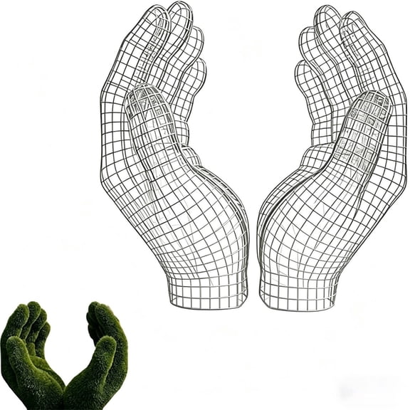 Lypsnake Artistic Hand-Shaped Gardening Trellis, Open Wire Mesh Hand Sculpture Topiary Frame, Decorative Plant Support for Garden Yard Lawn Outdoor Greenery & Landscape Decor