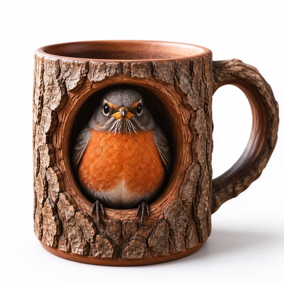 Lypsnake Bird Tree Hollow Coffee Mug, 3D Tree Bark Texture Novelty ...