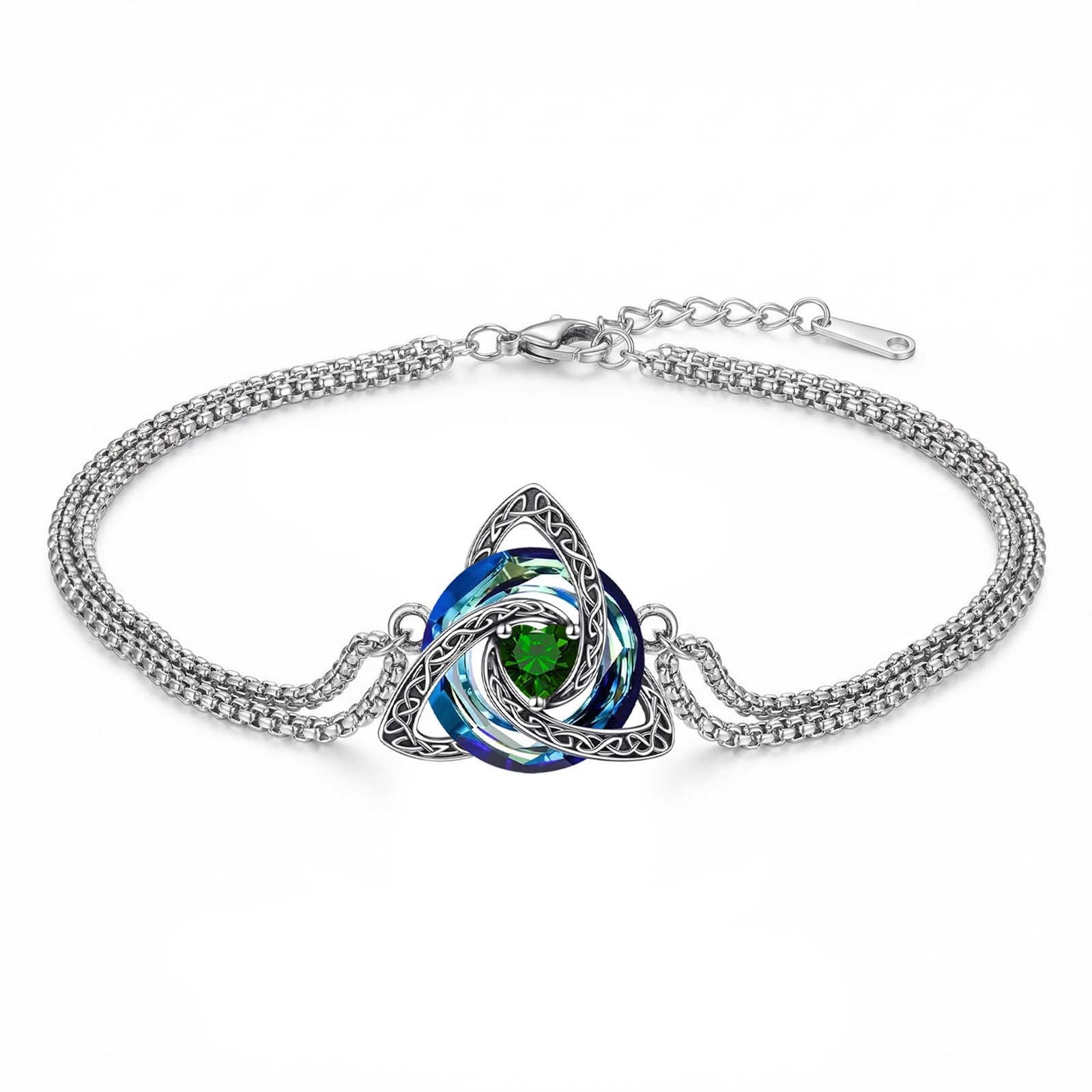Lypsnake Birthstone Celtic Trinity Knot Bracelet, Multi-Strand Antique ...
