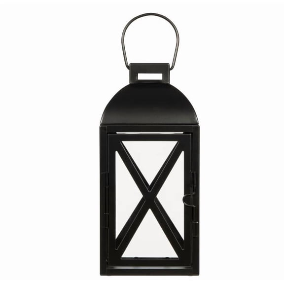 Lypsnake Black Metal Candle Lantern Holder, Farmhouse Style Lanterns with Clear Glass Panels, Decorative Candle Holders for Indoor Outdoor Patio Wedding and Home Tabletop Decoration
