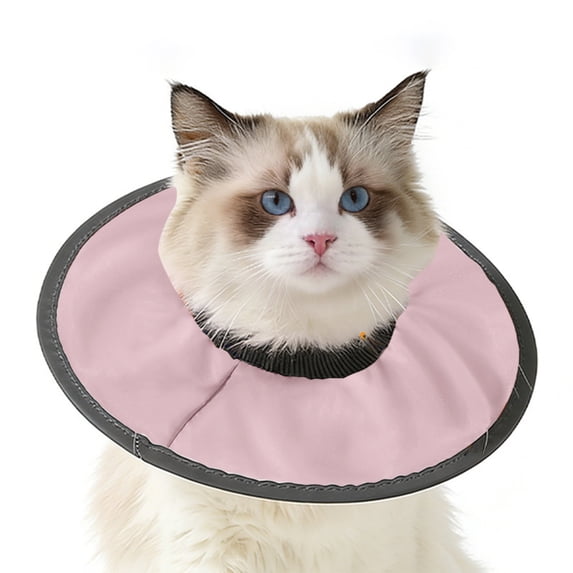 Lypsnake Cat Cone Collar With Adjustable Drawstring, Soft Pink Fabric Recovery Collar, Breathable Pet Cone for Post-Surgery Wound Protection Anti-Licking Comfortable Wear