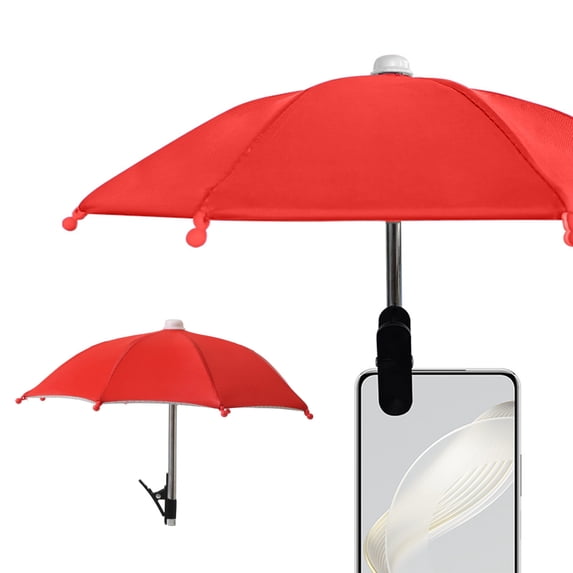 Lypsnake Cell Phone Umbrella Clip, Adjustable Waterproof Sun Shade Umbrella with Universal Phone Clip & Flexible Stem for Outdoor Photography Beach Sun Protection