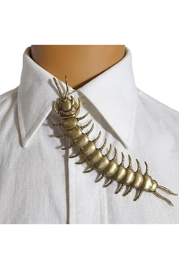 Centipede Button Covers - Retro Brass Active Centipede Button Clip-On,Punk Gothic Animal Collar Brooch,Vintage Insect Clothing Pin for Men Women Collectible Gift & Edgy Fashion Accessory