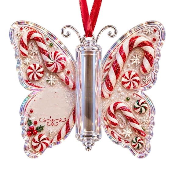 Lypsnake Christmas Cash Gift Butterfly Ornament, ,Clear Cash Display with Transparent Holder, Christmas Tree Hanging Decoration for Cash Gift Giving