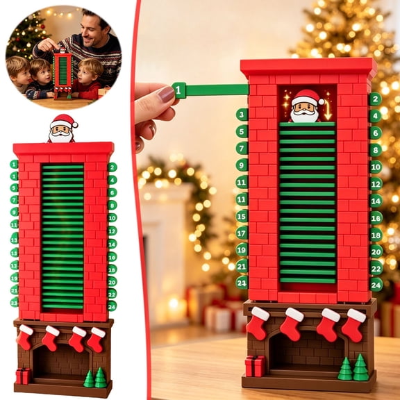 Lypsnake Christmas Chimney Countdown Calendar,24 Days Santa Down the Chimney,Fun Tabletop Christmas Countdown Decor for Family Interactive & Holiday Gift