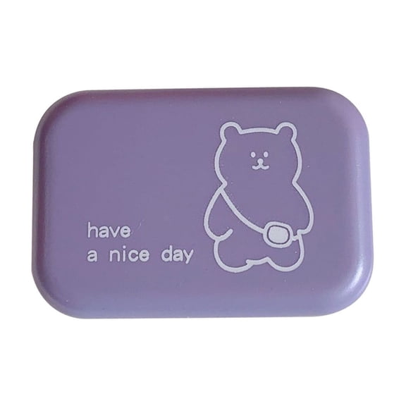 Lypsnake Contacts Lens Case, Cute Bear Print Contact Lens Storage Box with Sealed Lid and Pastel Colors, Portable Lightweight Eye Lens Container for Daily Travel Outdoor Use