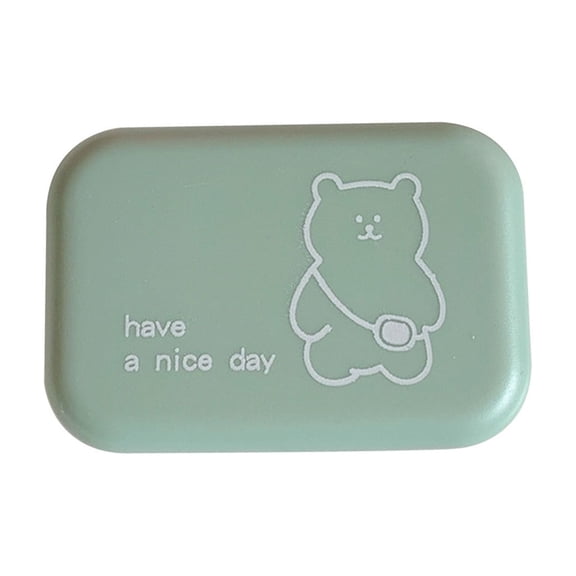 Lypsnake Contacts Lens Case, Cute Bear Print Contact Lens Storage Box with Sealed Lid and Pastel Colors, Portable Lightweight Eye Lens Container for Daily Travel Outdoor Use