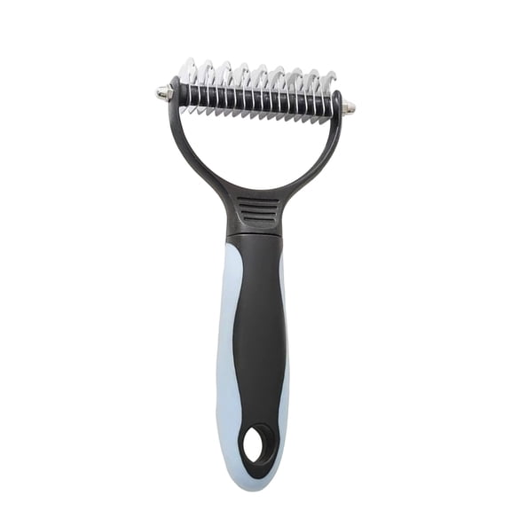 Lypsnake Dogs and Cats Deshedding Brush & Grooming Tool, Double-Sided Stainless Steel Undercoat Rake with Non-Slip Ergonomic Handle, for Removing Loose Fur Mats and Tangles on All Hair Types