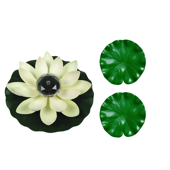 Lypsnake Floating Solar Lotus Light, Solar Panel LED Floating Lamp With Large Simulated Lotus Leaf, Outdoor Water Landscape Decor for Pond Pool Fountain Garden Patio Night Ornament