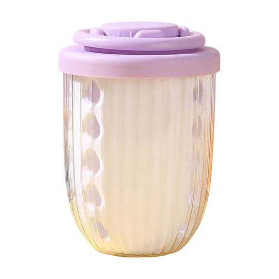 Lypsnake Fresh Fruit Salad Storage Cup,Transparent Plastic Cup With Green Sealed Lid & Built-in Matching Fixed Salad Fork,Portable Food Container for Picnic Office Daily Fruit Snack Carrying Use