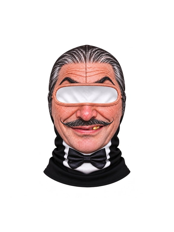 Funny Moustache Gentleman Balaclava Ski Mask, Stretch Fabric Full‑Face Neck Cover With Eye Opening for Snow Sports Halloween Party Prank Costume Accessory