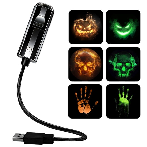 Lypsnake Halloween 2‑in‑1 Projector Night Light, USB Powered Projector Lamp with Interchangeable Pattern Slides, Spooky Scene Light for Halloween Party Wall Holiday Atmosphere Decor