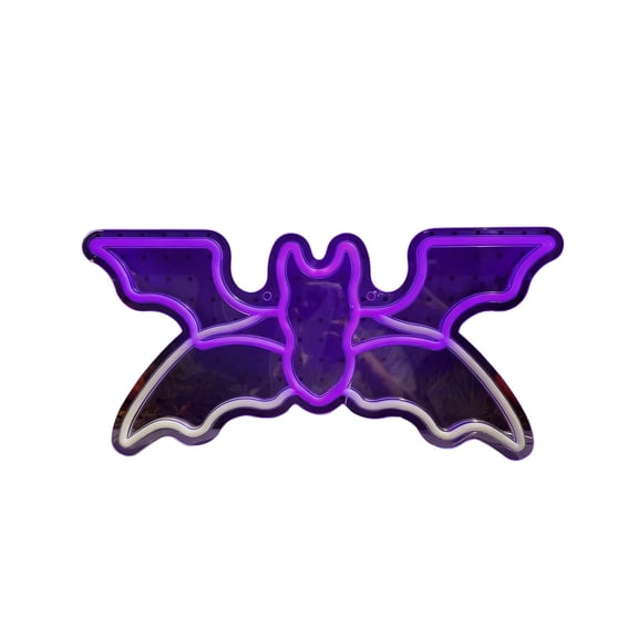 Lypsnake Halloween Bat Neon Sign, Purple LED Bat Neon Light Sign, USB Powered Bat Shaped Neon Lamp for Wall Decor, Halloween Party Bar Bedroom Window Decor