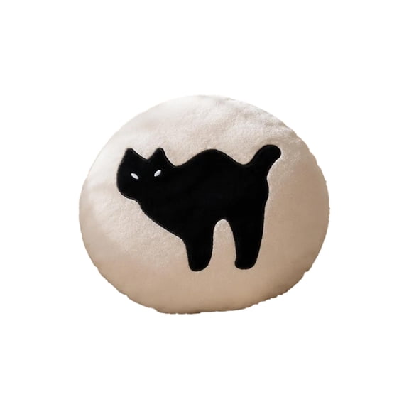Lypsnake Halloween Cat Plush Throw Pillow,Round Soft Cushion with Embroidered Jack-o-Lantern Face,Decorative Sofa Backrest Pillow for Living Room Couch Porch Fireplace Fall Halloween Home Decor
