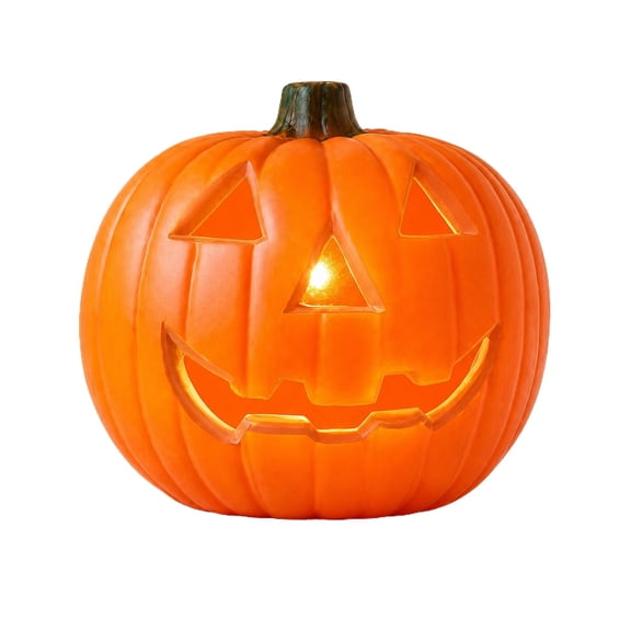 Lypsnake Halloween Plastic Jack O Light up Lantern,Hollow Carved Face With Warm LED Glow,Tabletop Decor For Window Mantel Lawn Autumn Thanksgiving Halloween Indoor & Outdoor Festival Layout