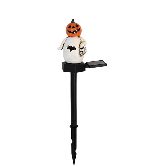 Lypsnake Halloween Solar Pumpkin Ground Stake Light,Weatherproof Resin Ghost Pumpkin Figurine Lamp With Solar Panel,Warm Glow Landscape Lighting for Halloween Pathway Yard Lawn Garden Patio Decor