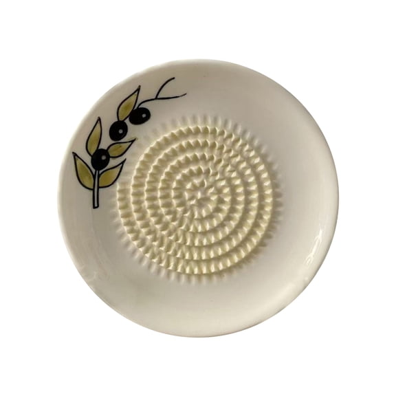 Lypsnake Handcrafted Ceramic Ginger Garlic Grater Dish,Yellow Red Rim Enamel Ceramic With Concentric Serrated Grinding Surface,Kitchen Prep Accessory for Spice Garlic Ginger Grinding Dining