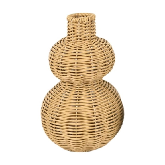 Lypsnake Handwoven Rattan Gourd-Shaped Vase, Natural Wicker Decorative Planter, Boho Hollow-Out Flower Vase for Pampas Grass Dried Flowers Living Room Bedroom Farmhouse Bohemian Home Decor