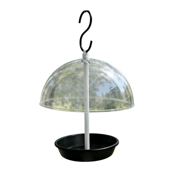 Lypsnake Hanging Platform Bird Feeder with Rain Shield,Large Capacity Weatherproof Transparent Dome Cover Perch Tray,Seed Feeder for Wild Birds Sparrows Finches Cardinals Backyard Garden Patio Decor