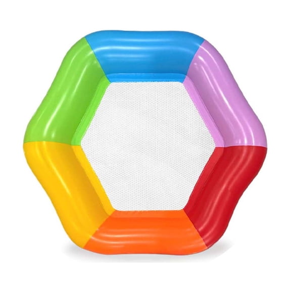 Lypsnake Hexagonal Inflatable Mesh Pool Floating Bed,Heavy Duty PVC Water Floating Lounge with Breathable Center Mesh Bed for Pool Lake Beach Summer Water Party Relaxation