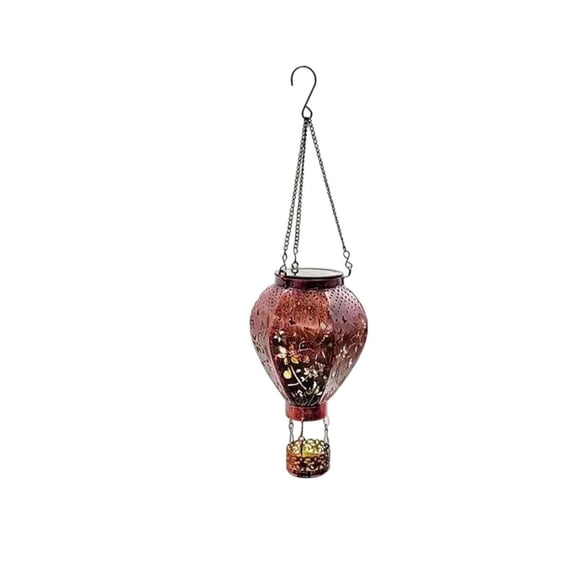Lypsnake Hot Air Balloon Solar Lantern, Vintage Bronze Metal Hollow Hummingbird Floral Cutout Hanging Solar Light, Waterproof Outdoor Garden Yard Tree Ornament For Patio Backyard Night Landscape