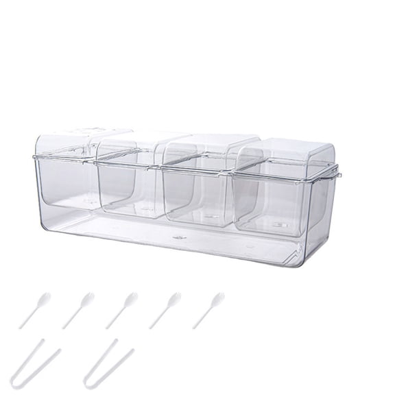 Lypsnake Ice Chilled Condiment Caddy, Clear 5-Compartment BPA-Free Plastic Server with Tight Lids & Ice Base, Cold Tray for Dips Fruits Salads Picnics Parties & Outdoor Gatherings
