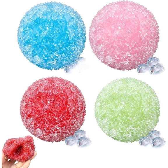 Lypsnake Ice Squishies Stress Ball,Crystal Crushed Ice Textured Elastic Multi Pastel Color Slow Rebound Hand Relax Gadget,Crunchy Squeeze Ball for Office Daily Mood Anxiety Relief