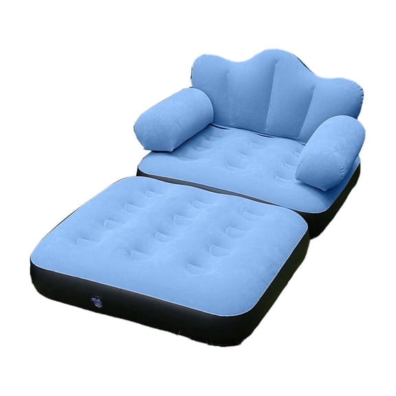 Lypsnake Inflatable 2-in-1 Convertible Sofa Bed, Flocked Plush Foldable Couch with Armrest & Backrest, Portable Air Mattress for Living Room Camping Travel & Daily Use
