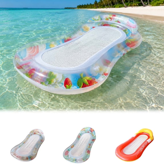 Lypsnake Inflatable Tanning Pool Lounger Float,Transparent Swimming Mattress Mat, Heavy Duty PVC Floating Chaise Lounge for Summer Pool Sunbathing Beach Lake Water Relaxation