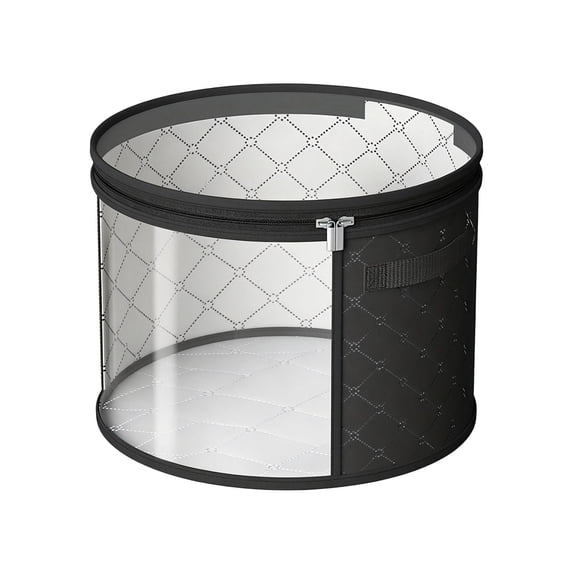 Lypsnake Large Clear Hat Storage Box, Collapsible Round Hat Organizer with Zipper, Dust-Proof Quilted Hat Holder for Wide Brim Hats Closet Travel and Home Use