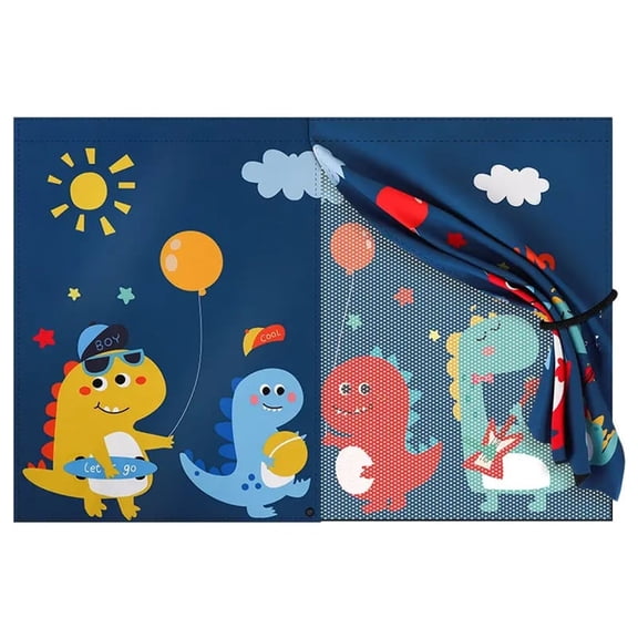 Lypsnake Magnetic Car Window Shade, Cute Dinosaur Print Double-Layer Mesh Sunshade, Removable UV Blocking Privacy Curtain for Car Side Windows and Interior Use