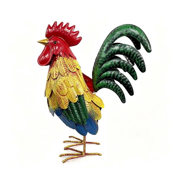 Lypsnake Metal Rooster Statue,Hand Hammered Layered FeatheRustic Iron Cock Sculpture With Sturdy Wire Feet,Farmyard Style Animal Figurine for Patio Yard Farmhouse Indoor Lawn Home Ornament
