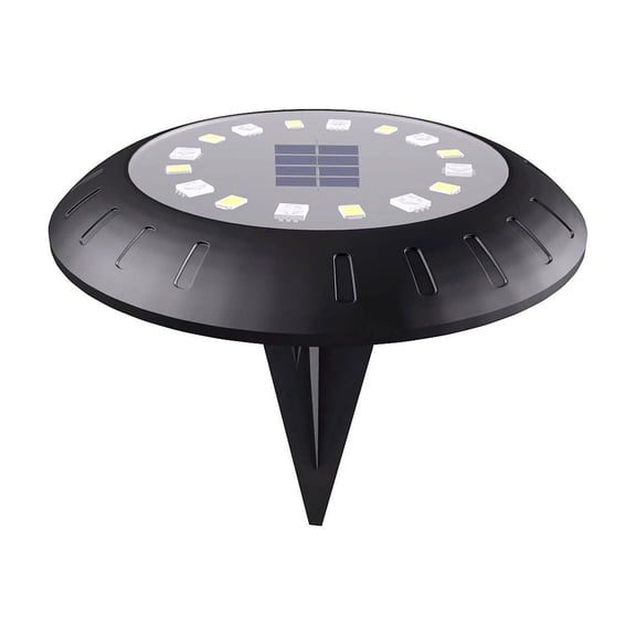 Lypsnake Mini Solar Ground Lights, 16 LED Waterproof Disk Lights with Ground Spike, Solar Powered Pathway Lights for Yard Garden Lawn Walkway Patio Driveway Outdoor Landscape