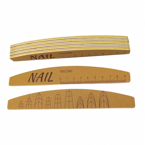 Lypsnake Nail File With Ruler Double-Sided Emery Board, Single Portable Black Printed Nail Polishing File 100/180 Grit, Manicure Tool for Vanity Tray Travel Bag Salon Station Daily Nail Grooming
