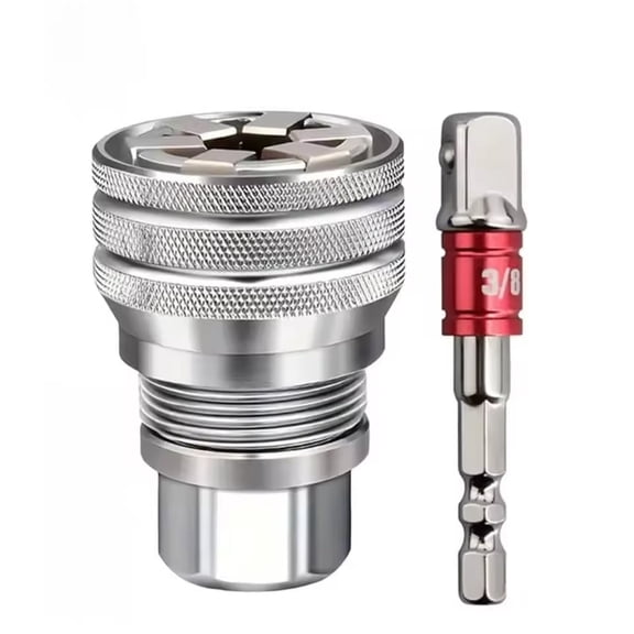 Lypsnake Quick Change Socket Adapter - 3/8" Drive Drill Bit Converter with Knurled Steel Grip, Heavy-Duty Power Tool Accessory for Impact Drivers Drills Workshop Auto Repair Tasks