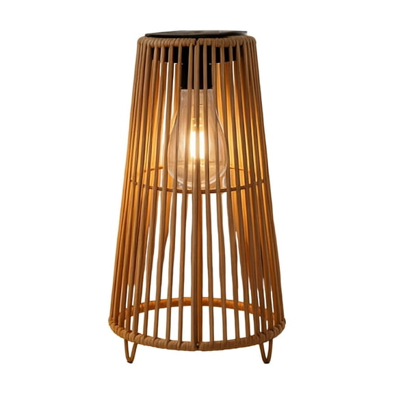Lypsnake Rattan Woven Solar Lanterns, Weather Resistant Outdoor Light with Warm LED Glow, Decorative Floor Lamp for Patio Garden Backyard Balcony and Outdoor Living Accent