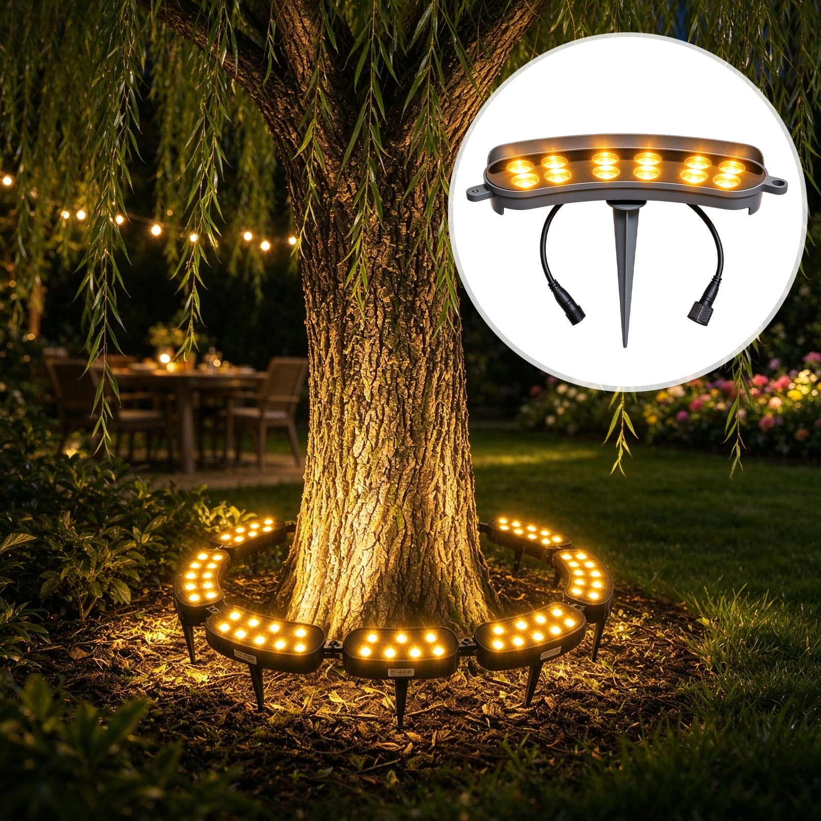 Tree Led Night Light Lypsnake Ring Tree Lights, Tree Hugging Light with 12 LED & Ground ...