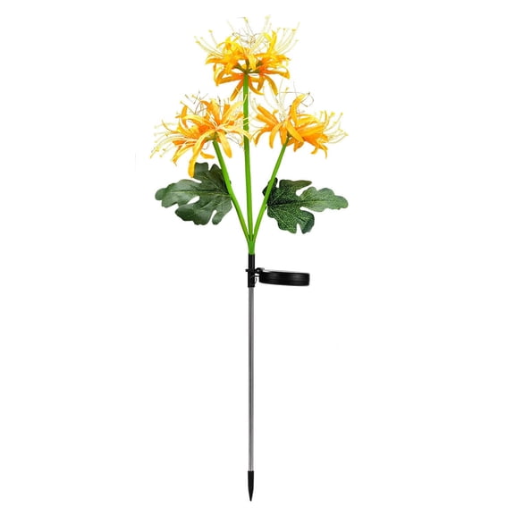 Lypsnake Solar Flower Stake Light - 3 Head Yellow Lycoris Solar Powered LED Stake Light with Waterproof Design, Landscape Decoration for Outdoor Garden Yard Patio Pathway