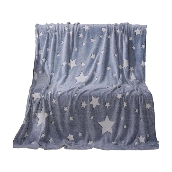 Lypsnake Stars Glow in The Dark Blanket, Soft Plush Flannel Throw Blanket with Luminous Star Print, Cozy Warm Bed Couch Cover for All Seasons Home Office Travel Use