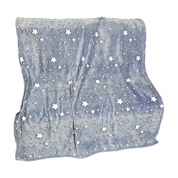 Lypsnake Stars Glow in The Dark Blanket, Soft Plush Flannel Throw Blanket with Luminous Star Print, Cozy Warm Bed Couch Cover for All Seasons Home Office Travel Use