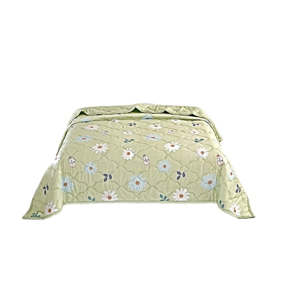 Lypsnake Summer Cool Quilt, Lightweight Floral Printed Summer Comforter, Soft Breathable Quilted Blanket with Daisy Pattern for Bedroom Couch Year-Round Comfort