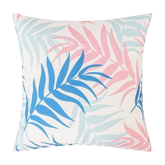 Lypsnake Summer Outdoor Waterproof Throw Pillow Cover - Tropical Leaf Print Cushion with Pink Blue Palm Pattern, Weather Resistant Decorative Pillowcase for Patio Couch Garden and Home Accent