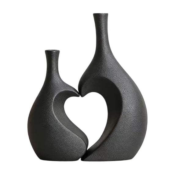Lypsnake Unique Heart Shaped Vase, Modern Matte Ceramic Hollow Heart Design Vase Set,Aesthetic Minimalist Floral Arrangement for Home Living Room Bedroom Tabletop Decor