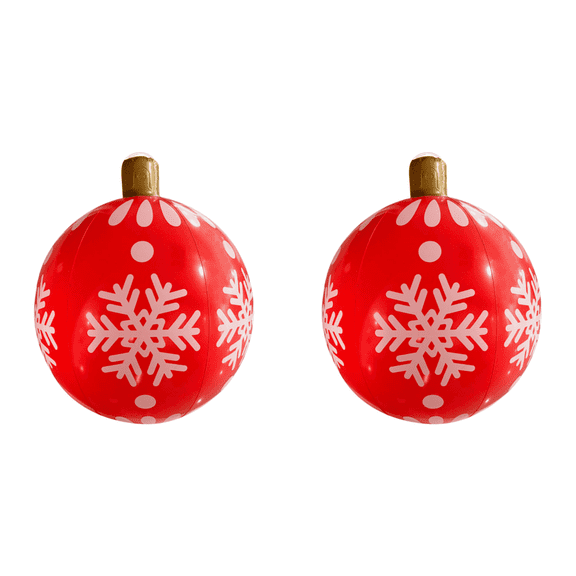 Lyqzj 24 Inch Inflatable Christmas Ball Large Outdoor Decorated Ball (Red Snowflake)