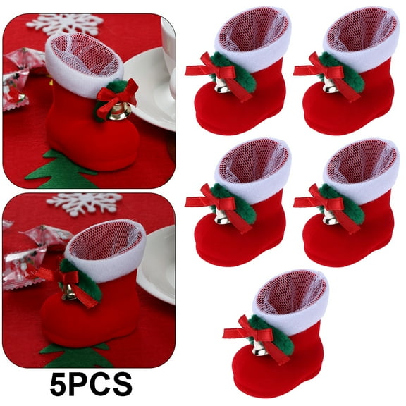 Lyqzj 5Pcs Christmas Decor Santa Claus Candy Boots Home Party Gift Red Boots Navidad Decor
