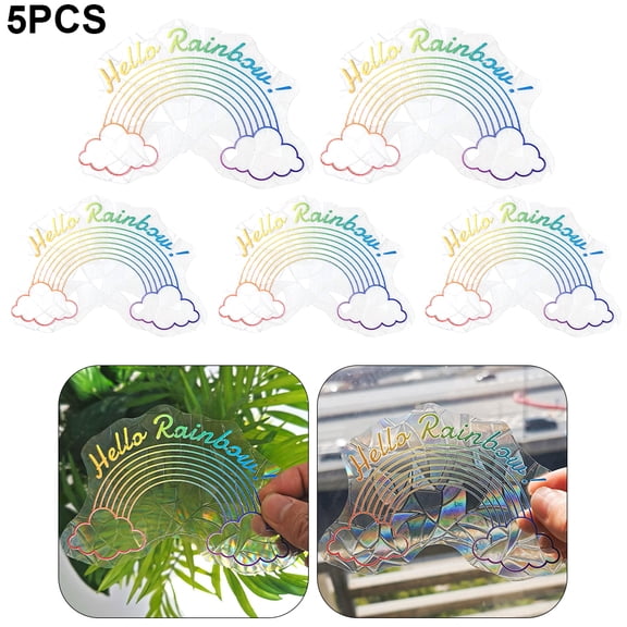Lyqzj 5Pcs Rainbow Prism Stickers Light Catcher PVC Window Decal Home Decor (RPS093)