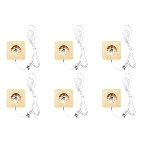 Lyqzj 8cm LED Display Stand Square Glass Lighted Base for Resin Acrylic (Warm Light)